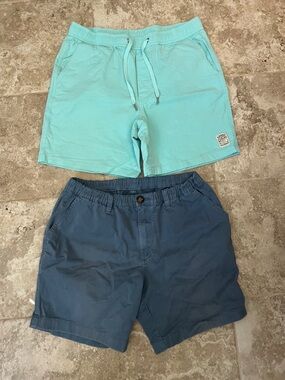 Chubbies and Coast brand Aqua Drawstring Shorts + Slate Blue Button Shorts